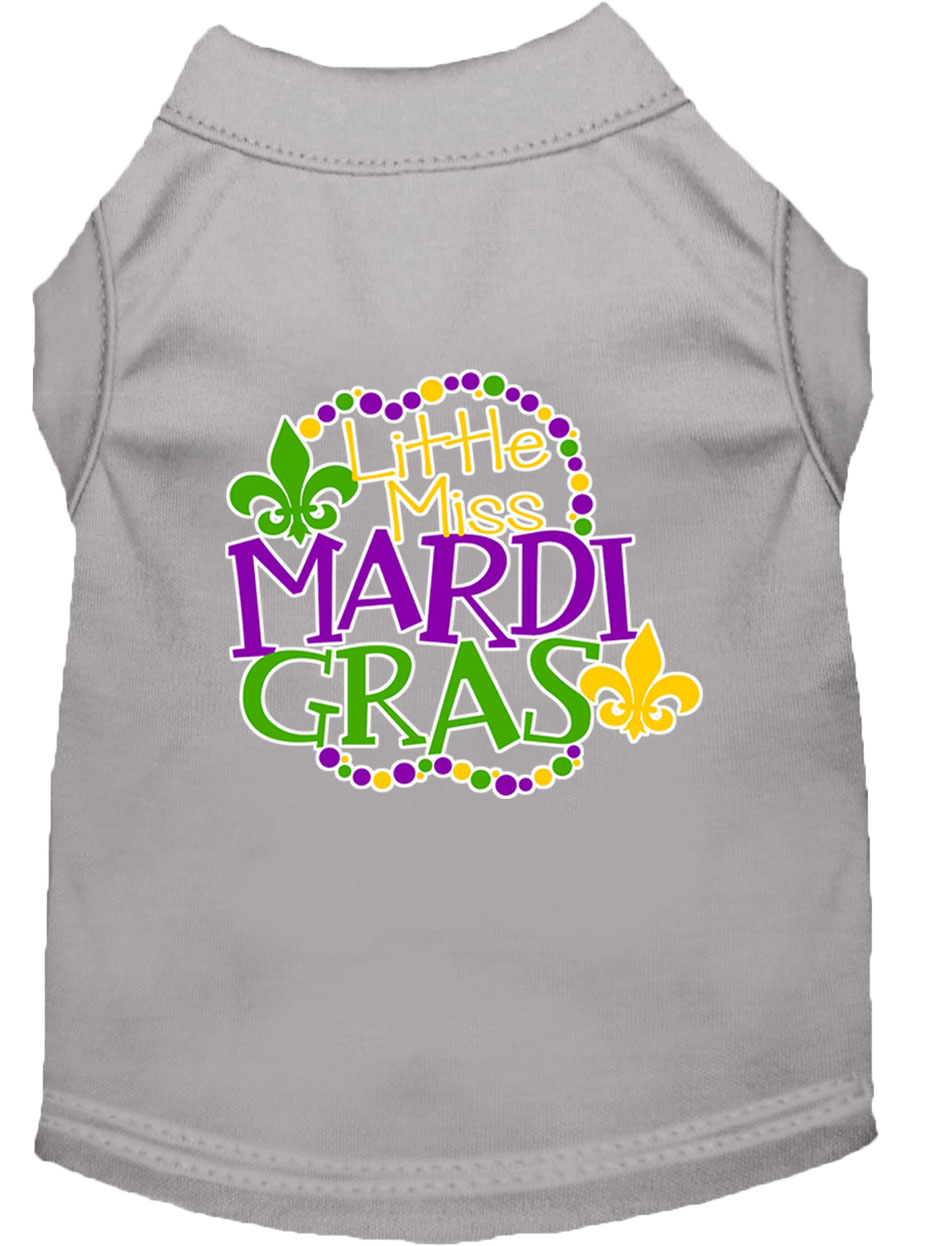 Miss Mardi Gras Screen Print Mardi Gras Dog Shirt Grey Lg